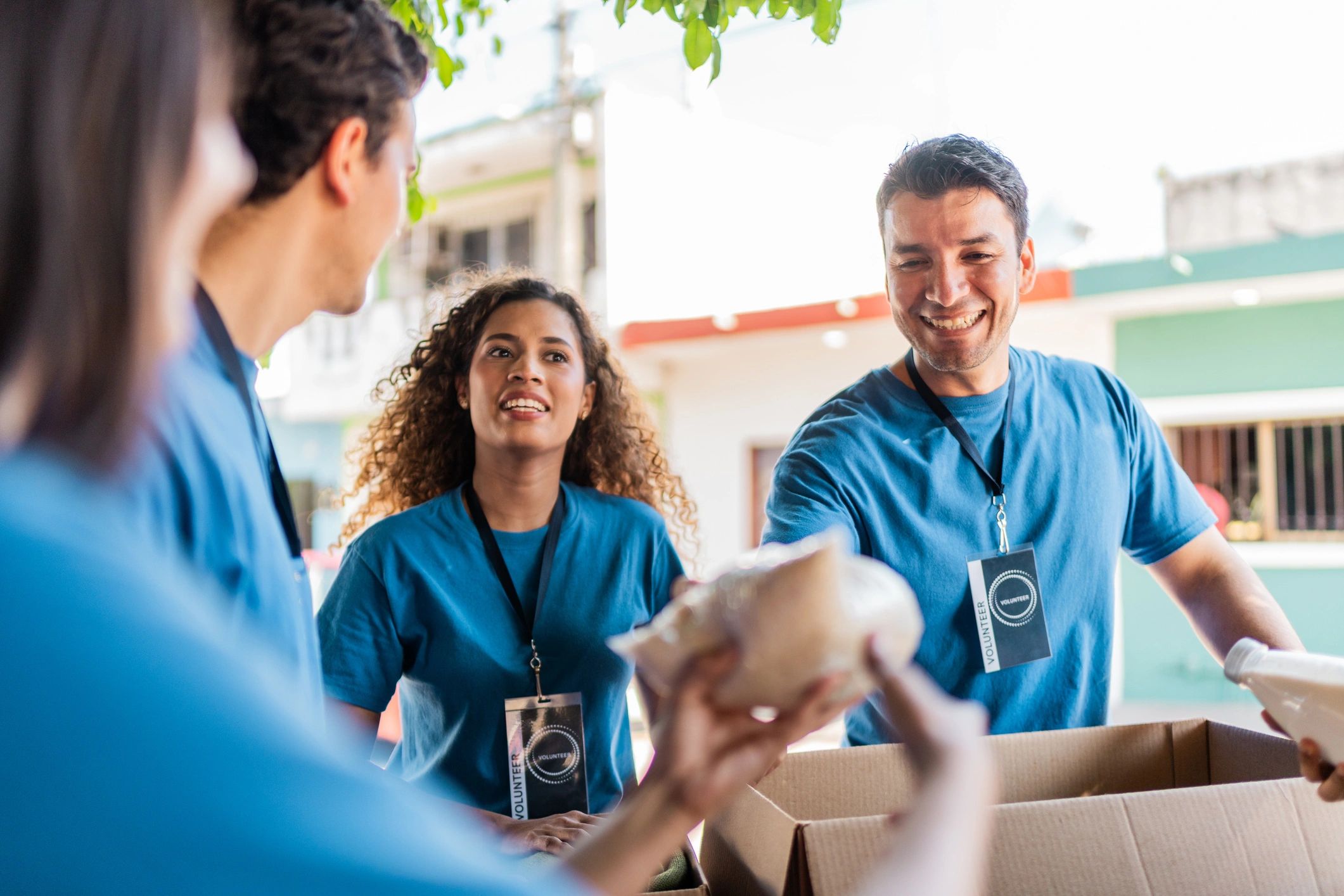 Volunteers and partners coordinating humanitarian support